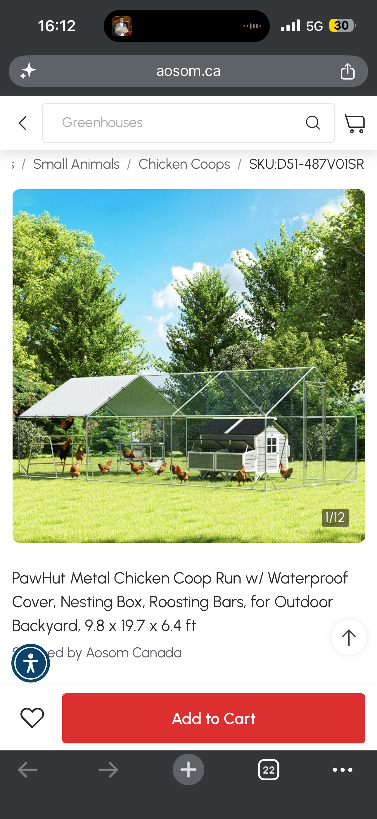 PawHut Metal Chicken Coop